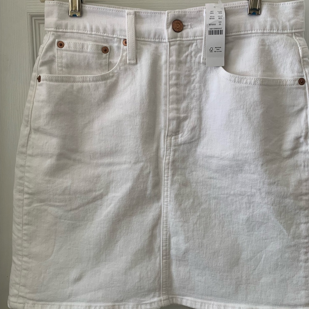 New J Crew White Denim Mini Skirt Size 25 see pics for measurements